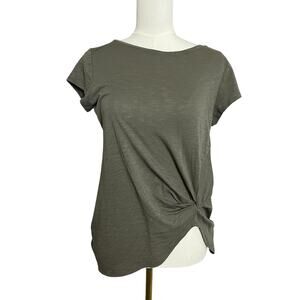 JAC PARKER Shirt Womens Medium Green Side Twist Boat Neck Short Sleeve Top